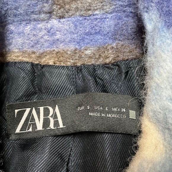 ZARA Wool Button Front Plaid Collared Shacket w/ Pockets Fully Lined US Sz S - Picture 4 of 10